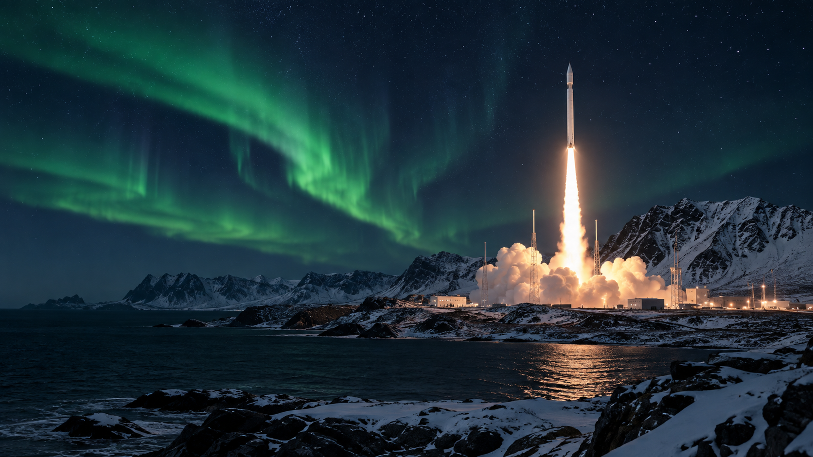 Andøya Spaceport launch beneath the northern lights on Norway’s Arctic coast